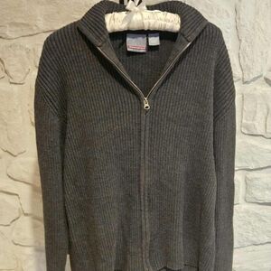 ​Aeropostale Warm Chunky Knit Gray Full Zip Sweater - Men's Size L